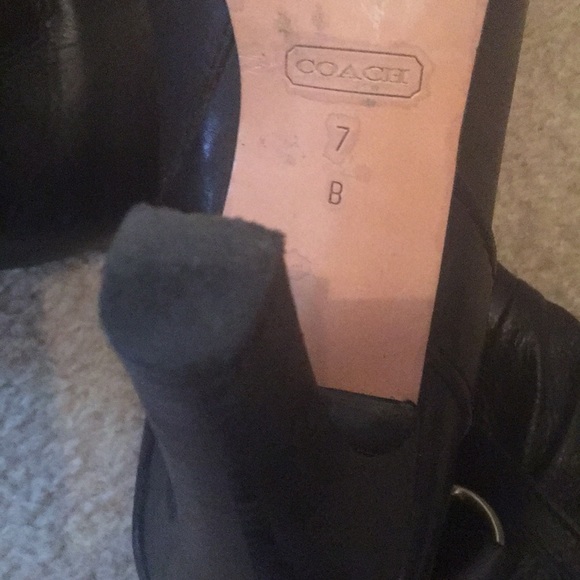 Coach Brass Buckle Black Leather Ankle Boots - Picture 5 of 5